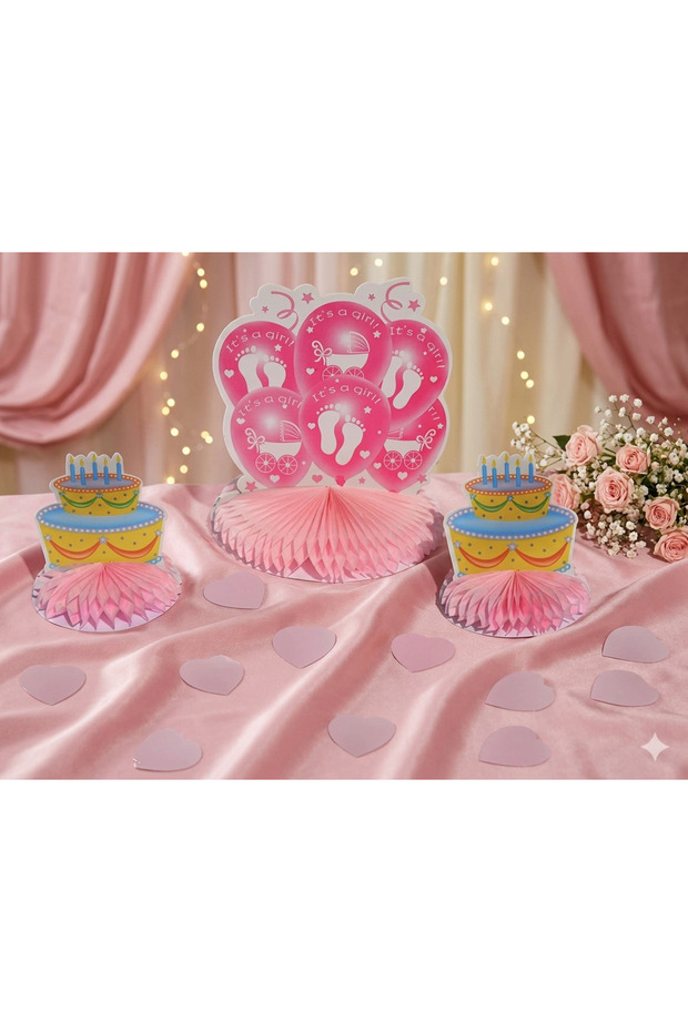 It's a Girl 3-Piece Tabletop Centerpiece Ornament Pink