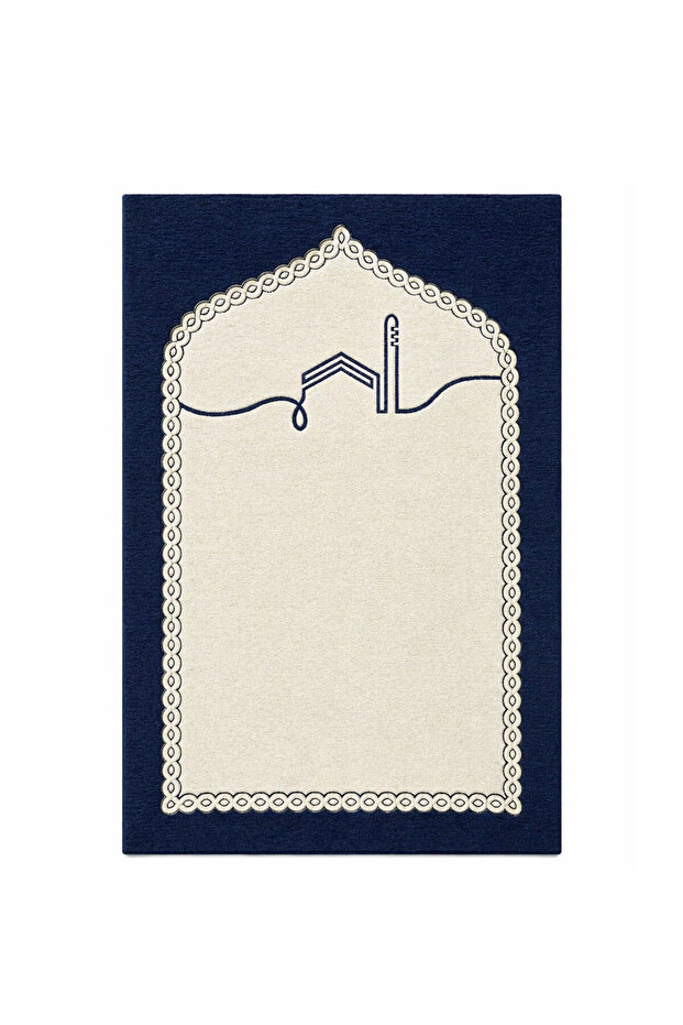 Non-Slip Base Soft Digital Carpet Prayer Mat Navy Blue Prayer Rug