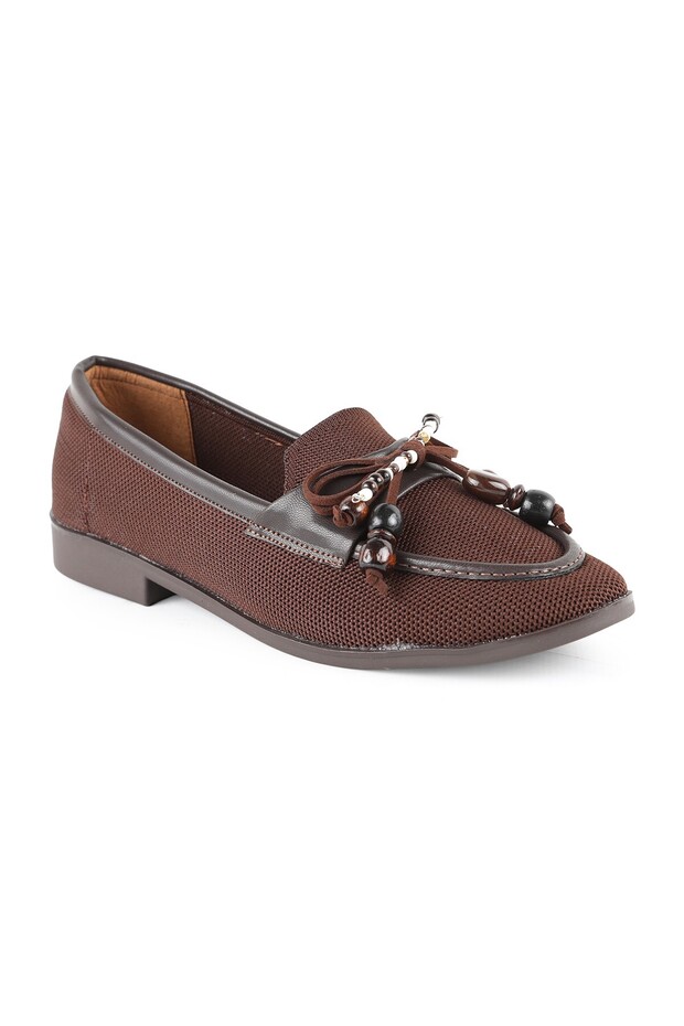 Women's Genuine Leather L085.K0603 Loafer with Bead Accessories