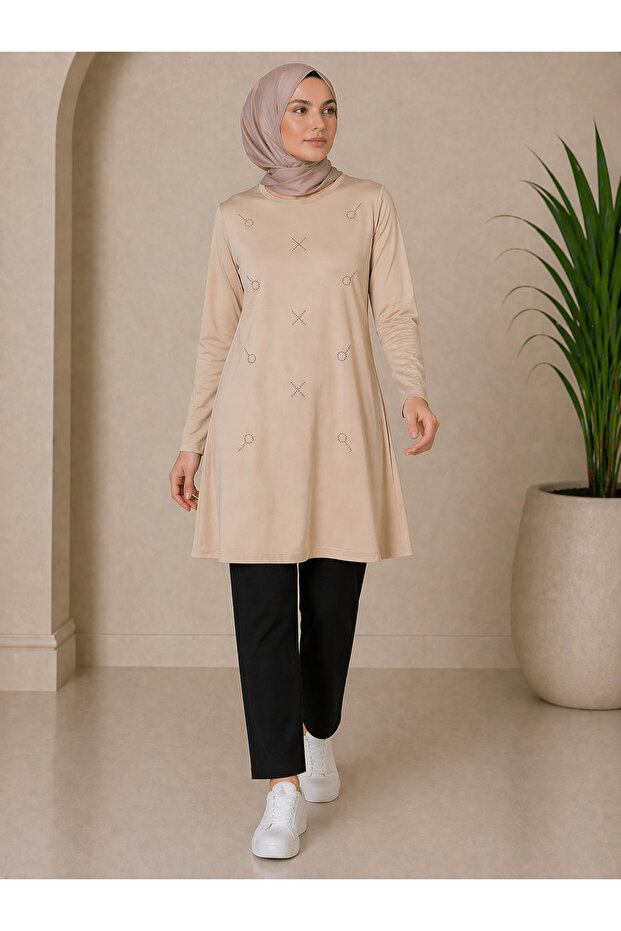 Medium Stone and Above Mother Combed Cotton Tunic 30644