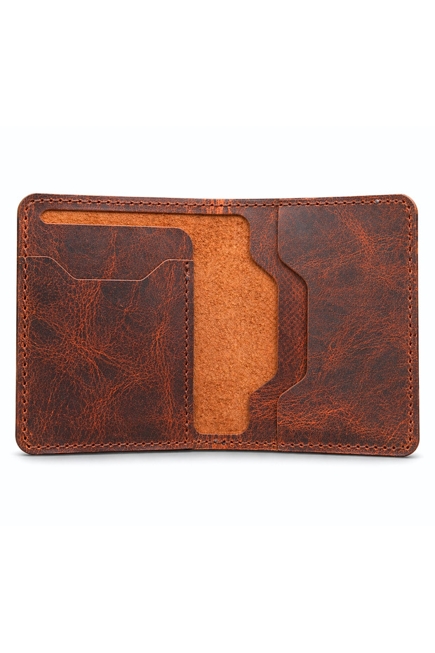 Genuine Leather Men's Wallet Tan Handmade Slim Card Holder Thin Design Minimal Wallet Card Holder