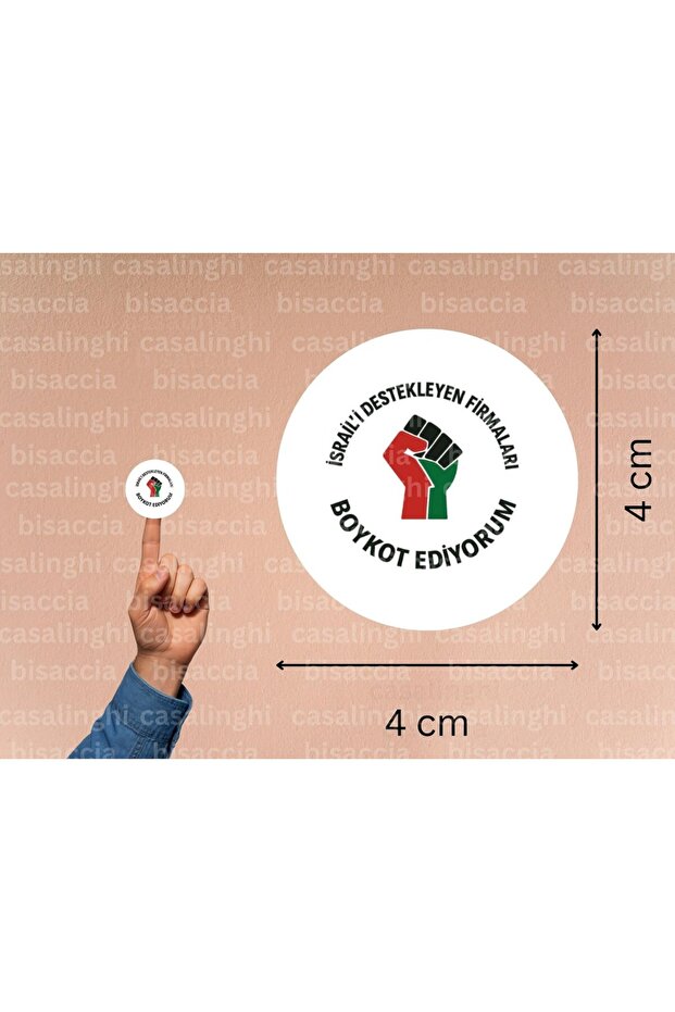 ملصق Boykot Edikli Tag Boycotting دائري غير لامع 4 سم (45 قطعة)