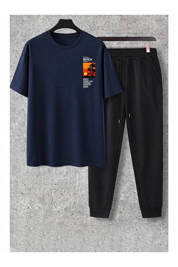 Beach Printed T-Shirt % Sweatpants Set