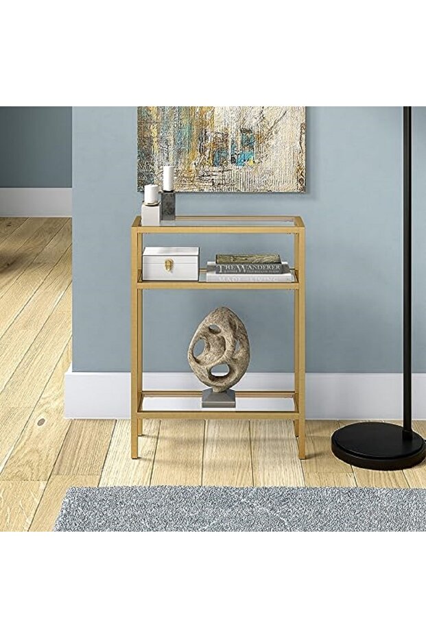 Gold 3-Tier Console Table Modern TV Stand Hallway Table Living Room Console Table