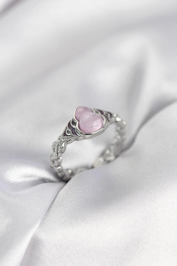® Silver Color Pink Drop Model Women's Ring