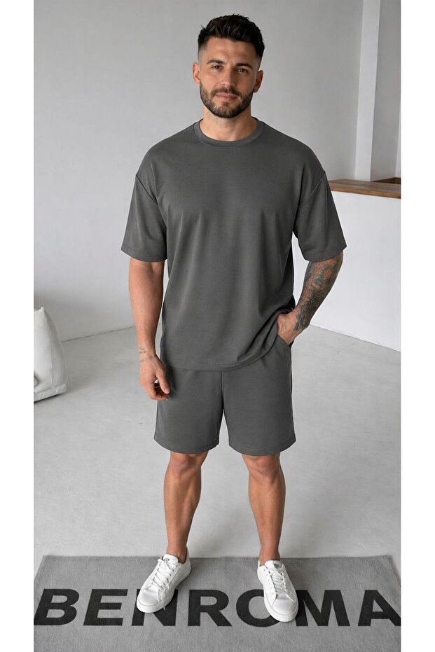 Flexible Lycra Oversize Fit Shorts T-Shirt Set 1Kh6