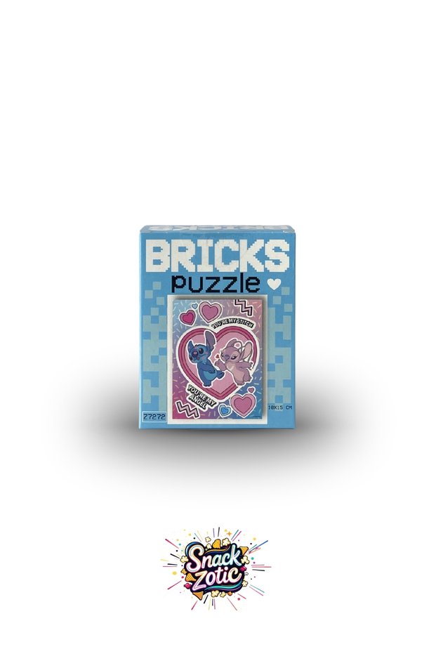 Snackzotic Stich and Angel Themed Heart Mini Puzzle - 100 Piece Puzzle (10X15 cm)