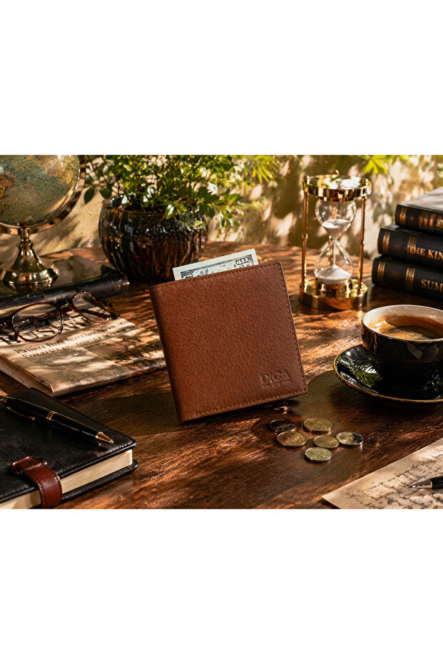 Diga 67 Genuine Leather Men's Wallet with Coin Compartment and Internal Zipper, Card Holder
