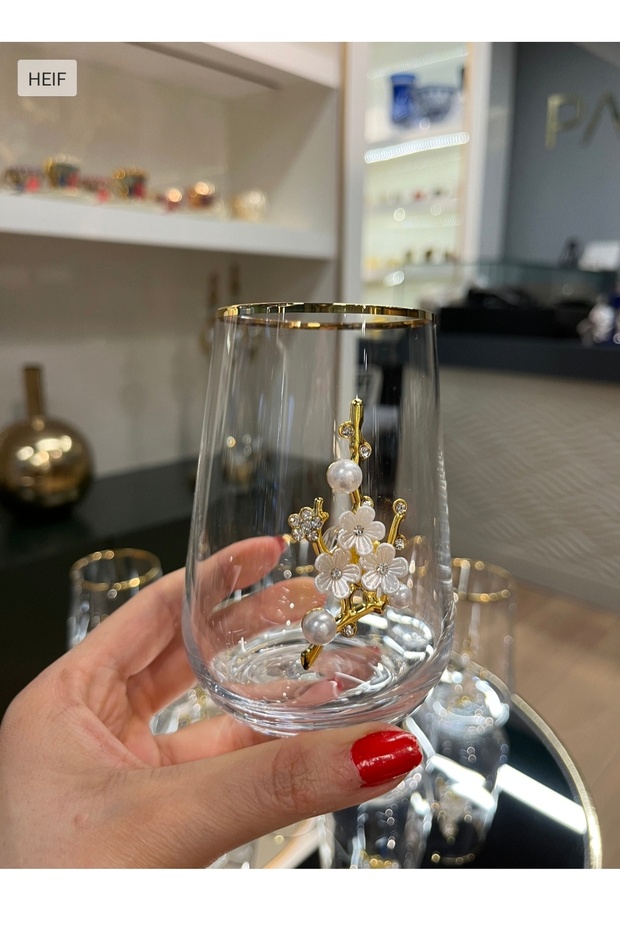 Crystal Bohemya 6-Piece Gilded Pearl Water Glass Set