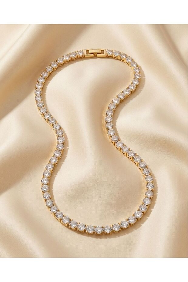 Zircon Stone Steel Necklace Eye-Catching Design High Quality