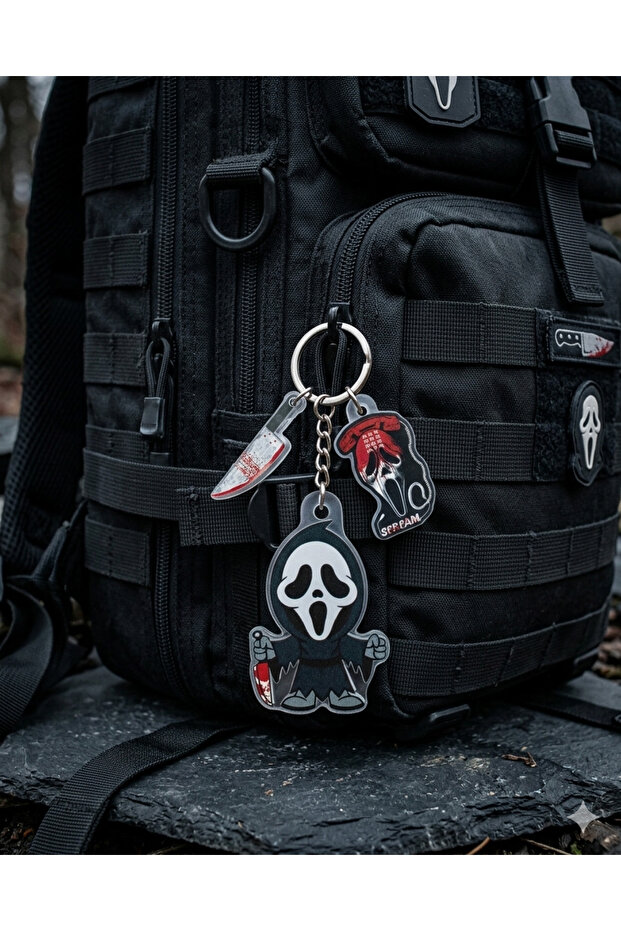 Owl Bag Scream Ghostface Patterned Acrylic Keychain Bag Ornament with Charm