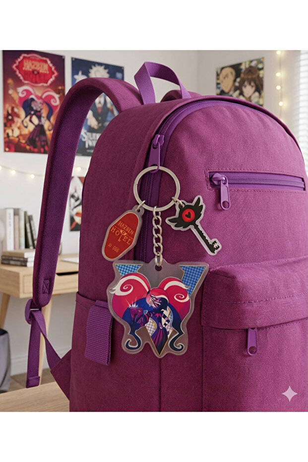Owl Bag Hazbin Hotel Velvette Character Patterned Acrylic Keychain Bag Ornament with Charm