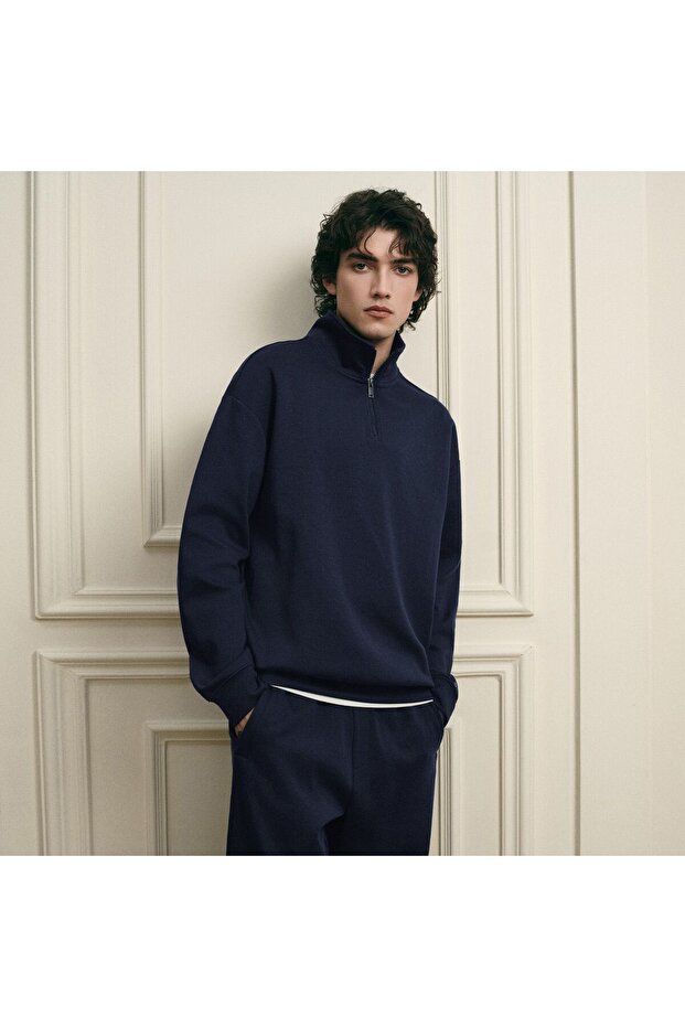 Men’s Regular Fit Lyocell Half-Zip Sweatshirt