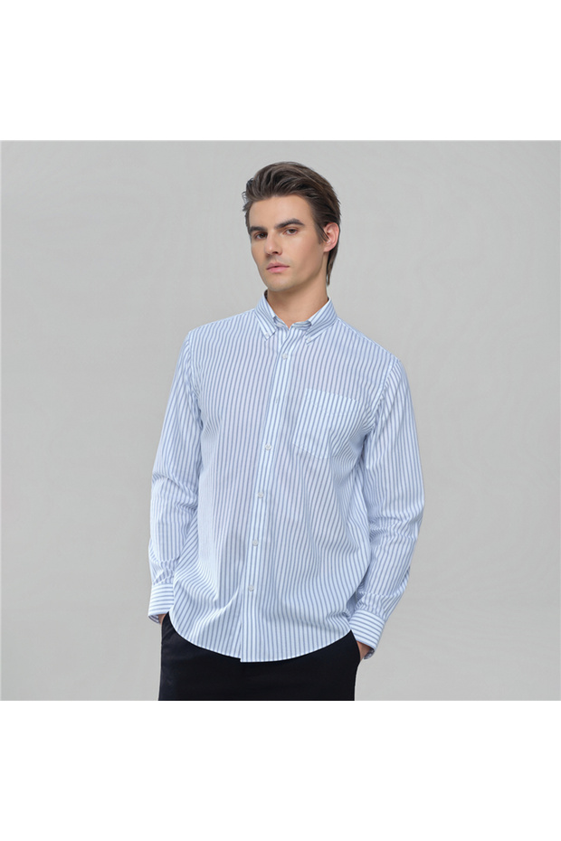 Men’s Cotton Oxford Wrinkle Free Long-Sleeve Shirt