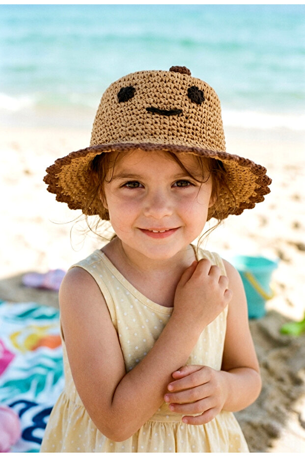 Mini Teddy Smile 4-7 Years Old Girls Straw Hat