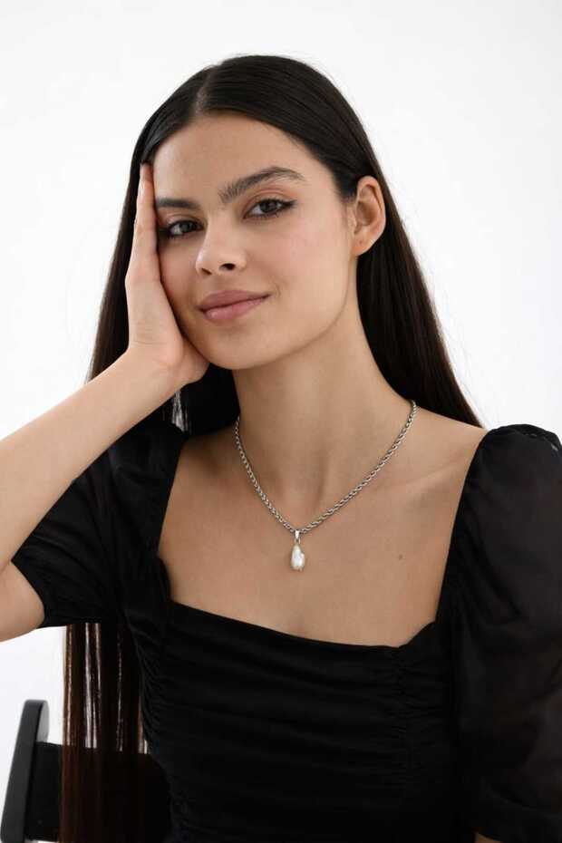 Selka Baroque Pearl Steel Necklace