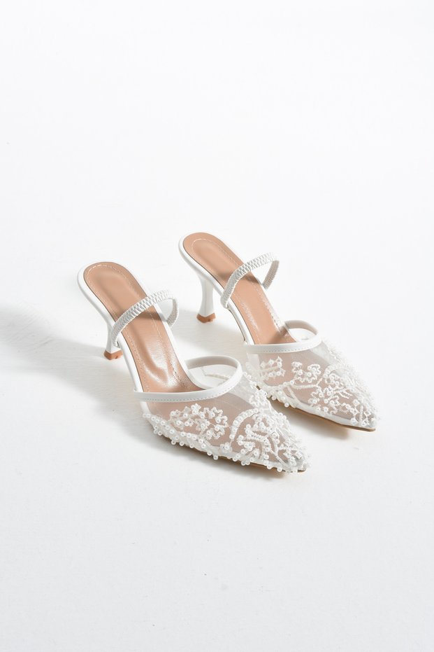 Floral Embroidered Summer Stylish Heeled Shoes (7cm)