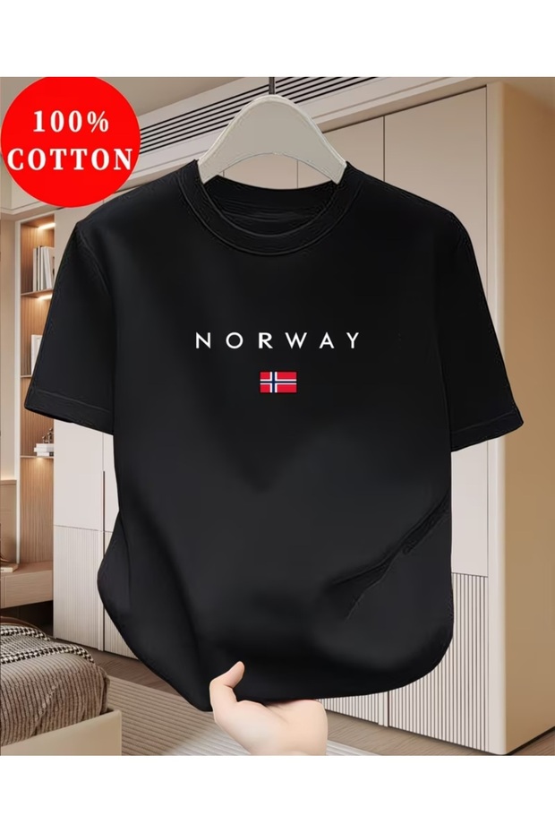Cotton Men's T-Shirt – Norway Printed Stylish Design 🇳 🇴