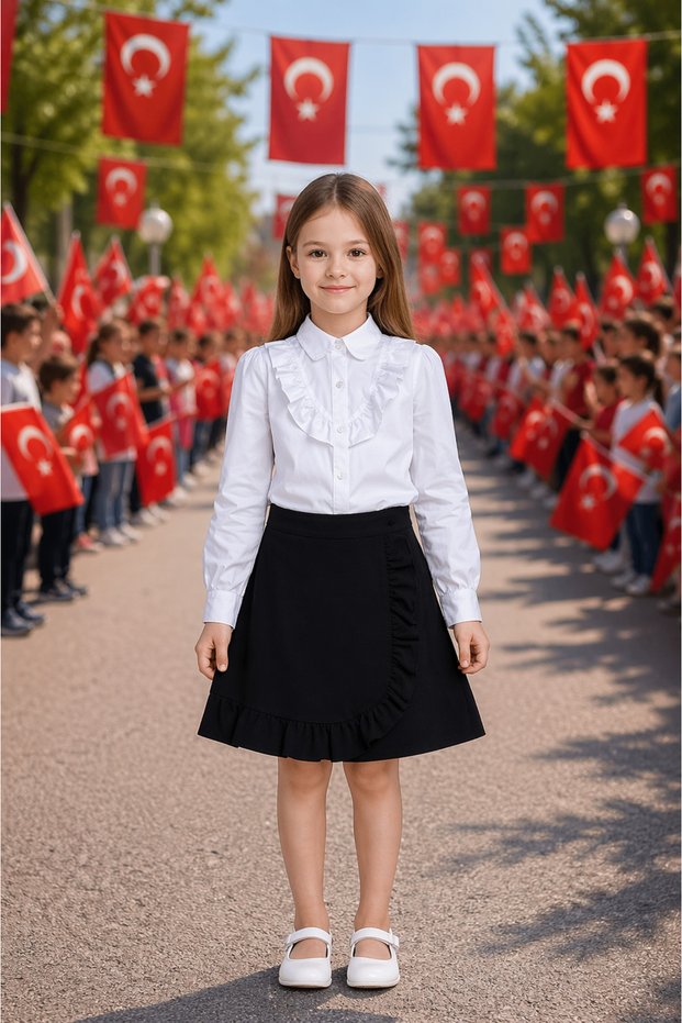 Girls' Shirt and Shorts Skirt Set – School and Ceremony Outfit for Ages 5-13