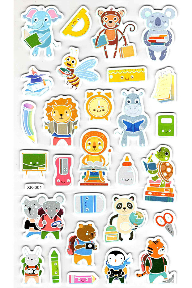 Sticker Eva Embossed Sticker Decal Notebook Label (Xk001) 14X24 cm - School Animal Cute