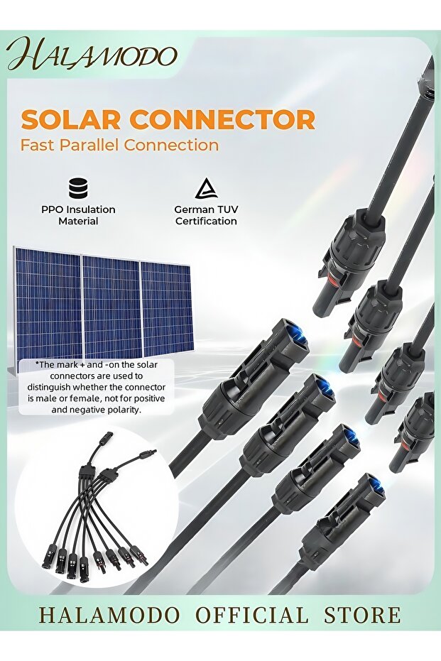 Solar Panel Y Branch Connectors 1 to 4 Parallel Adapter Cable Solar System Splitter Plug Kit Waterpr
