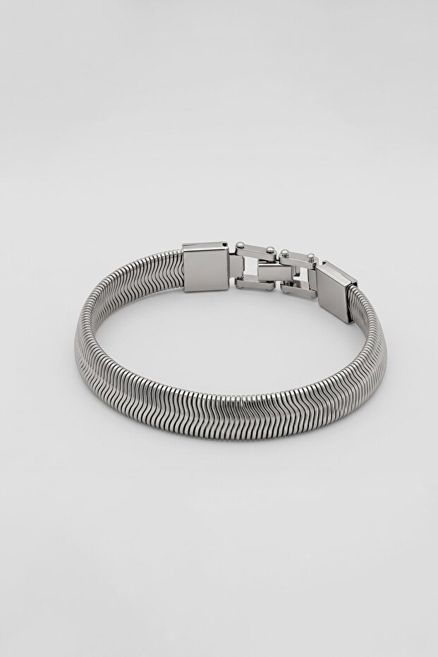 Men's Thick Snake Chain Steel Bracelet Silver