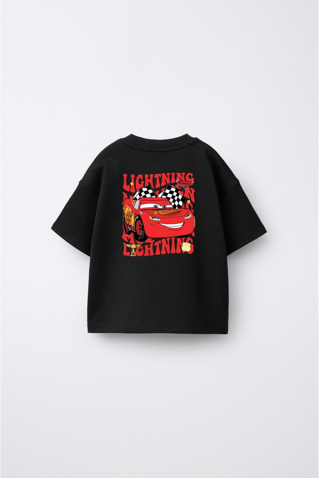 Cars Cars Lightning Mcqueen Front and Back Printed Oversize 100% Cotton Short Sleeve Unisex Kids T-Shirt