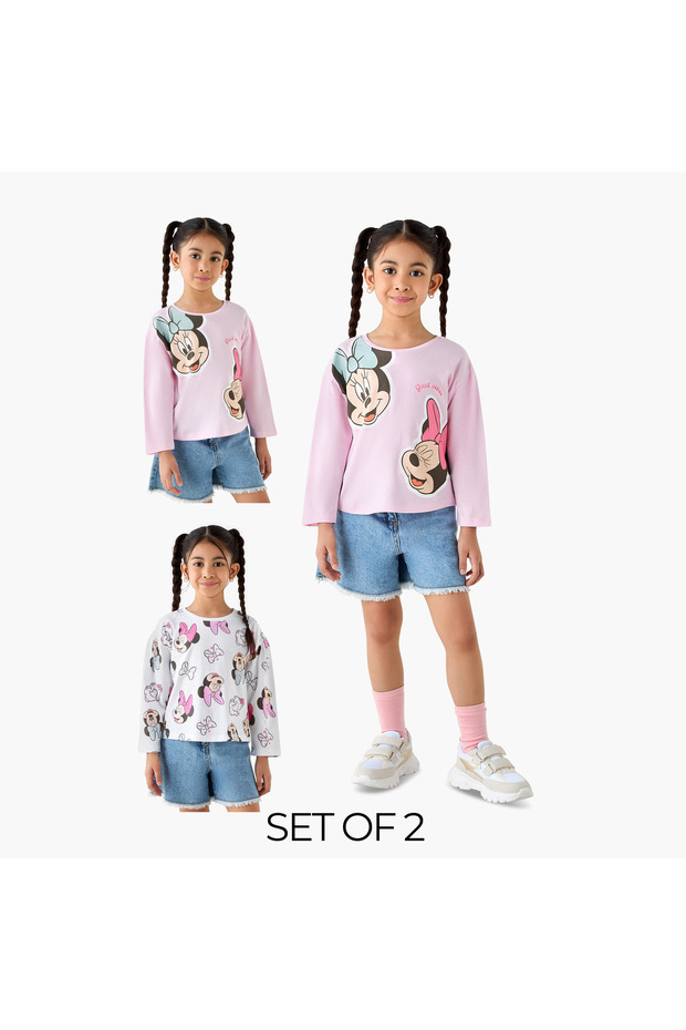 Minnie Mouse Print Long Sleeves T-shirt - Set of 2