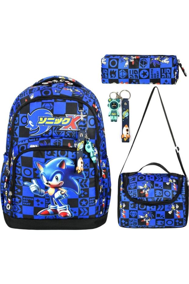 School Bag Boys School Bag Set of 3 School Bag Sonic Patterned Luxury School Bag Thermal Nutrition