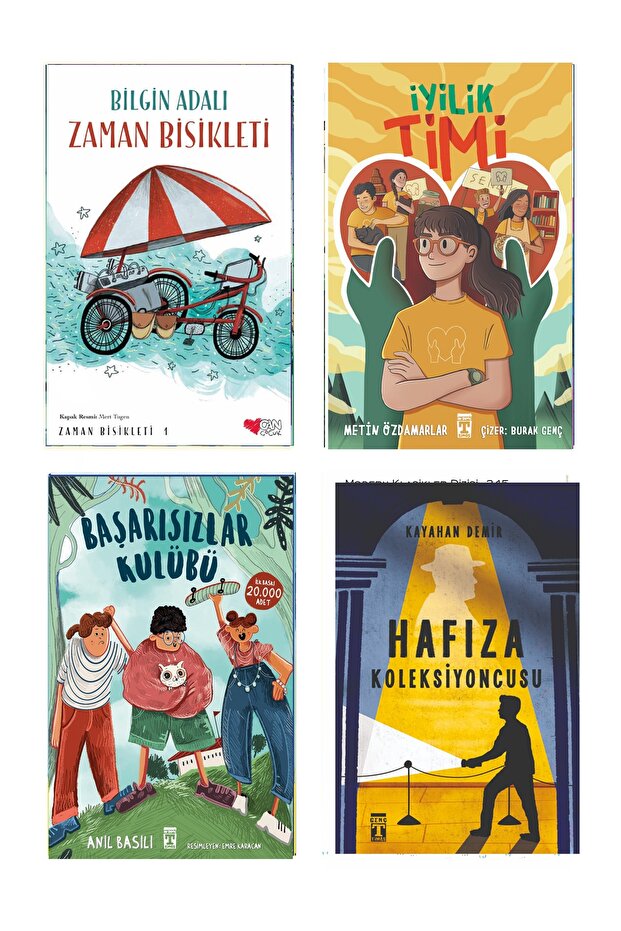 4-5-6.Sınıf Okuma Seti İyilik Timi Zaman Bisikleti Başarısızlar Kulübü Hafıza Koleksiyoncusu 4 Kitap