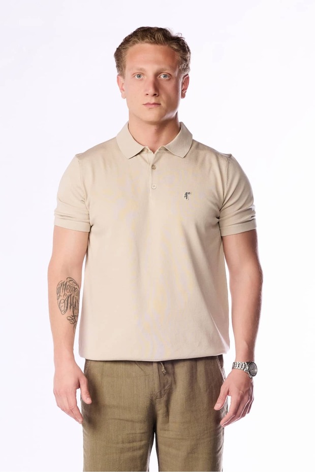 New Season Basic Mini Logo Knitwear Polo Neck T-Shirt