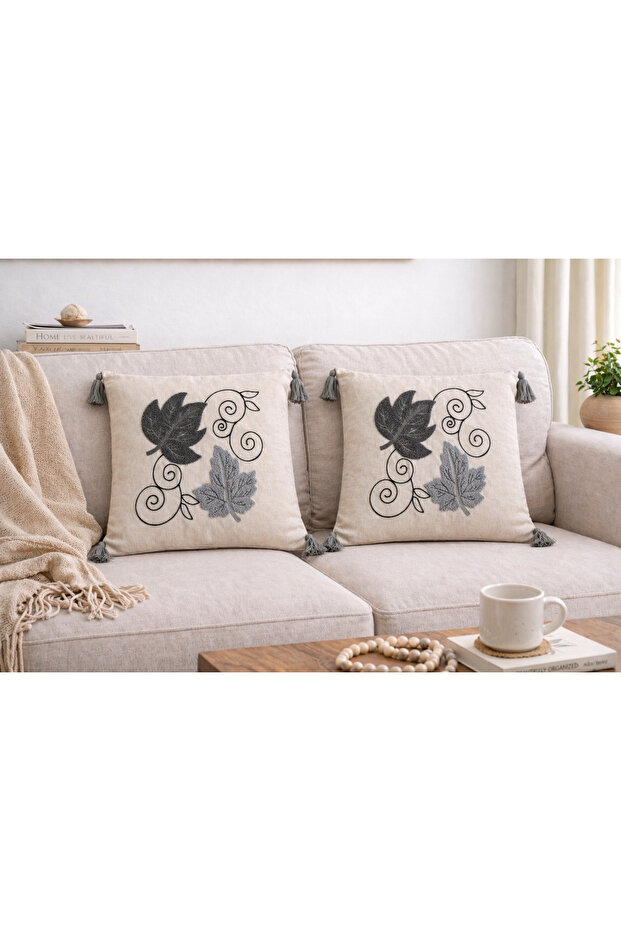 Modern Punch Embroidered 2-Piece Throw Pillow Cover 43X43 Decorative