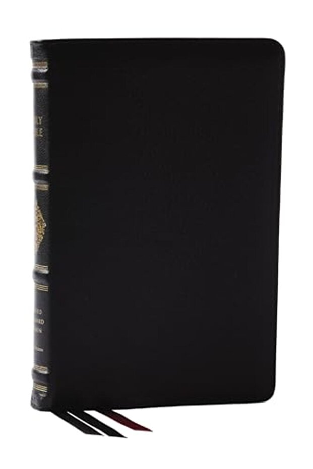 RSV Personal Size Bible with Cross References, Black Premium Goatskin Leather, Premier Collection, (