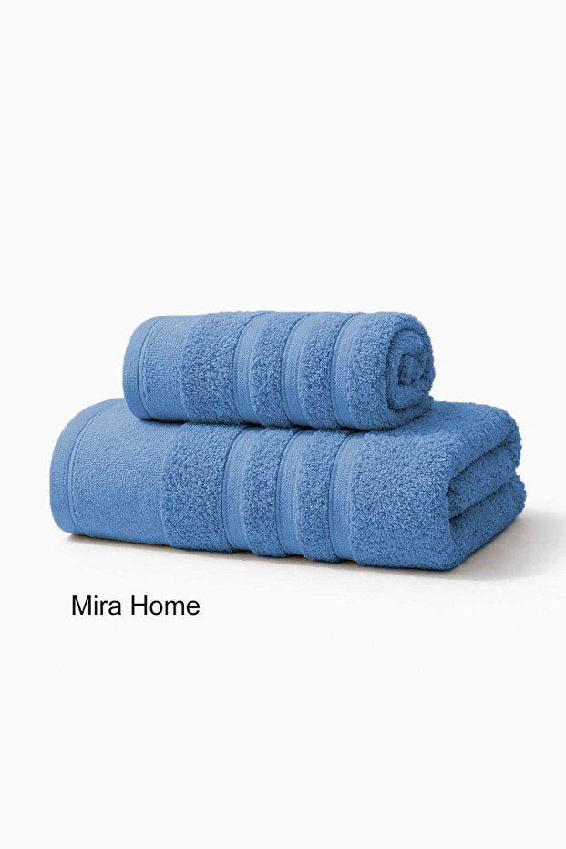 2 Piece Cotton Bath Towel Set Ayla Blue