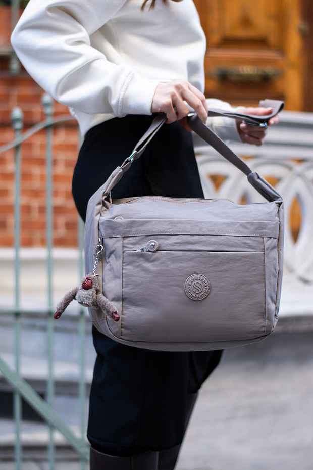 Women's Multi-Compartment Daily Shoulder Bag with Cross Strap, Lightweight Parachute Fabric, Waterproof and Durable Bag