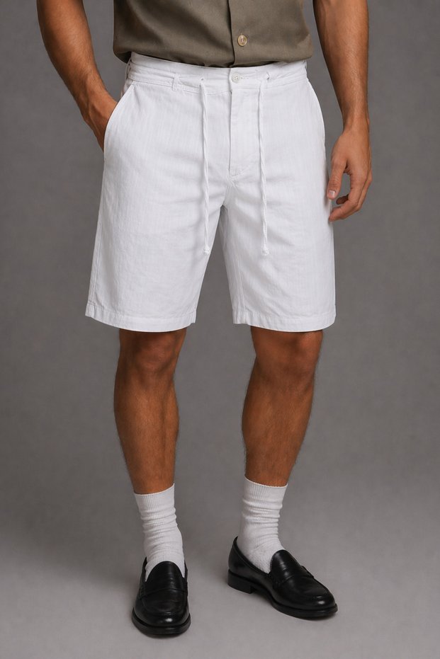 Men's 100% Cotton Linen Shorts – Lace-Up Comfortable Cut Summer Shorts