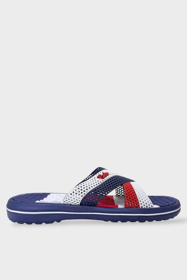 Massage-Based Daily Men's Slippers Suitable for Summer Wet Floors Dark Blue - Red