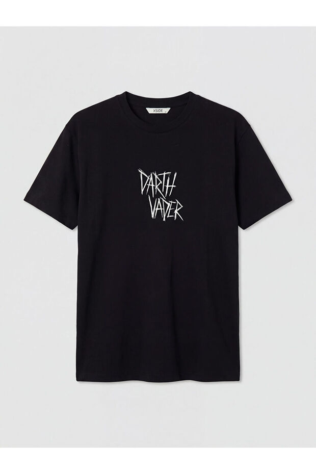 Black Crew Neck Star Wars Printed Men's T-Shirt
