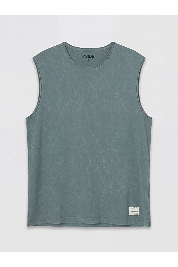 Green Crew Neck Combed Cotton Men's Sleeveless T-Shirt