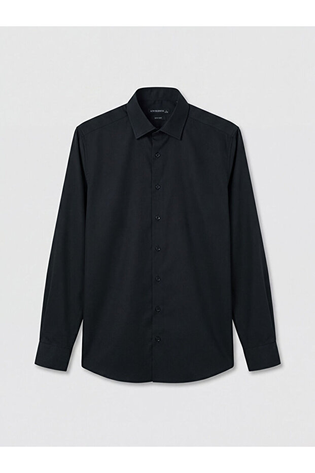 Black Slim Fit Dobby Men's Shirt