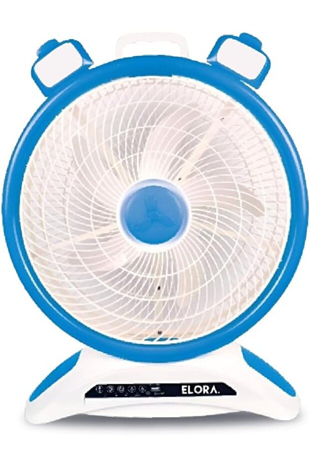 Rechargeable 14" Fan with LED Light, Remote Control, 3 Speeds, 20H Battery Backup