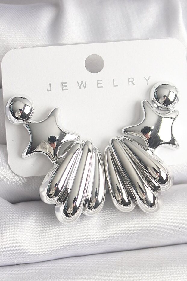 Silver Color Star Sea Shell Model Ccb Plastic Women's Earrings Set