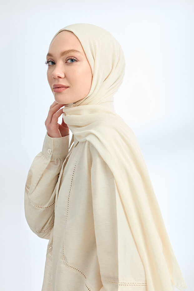 شال فيسكوز عضوي بمظهر عتيق - إكرو