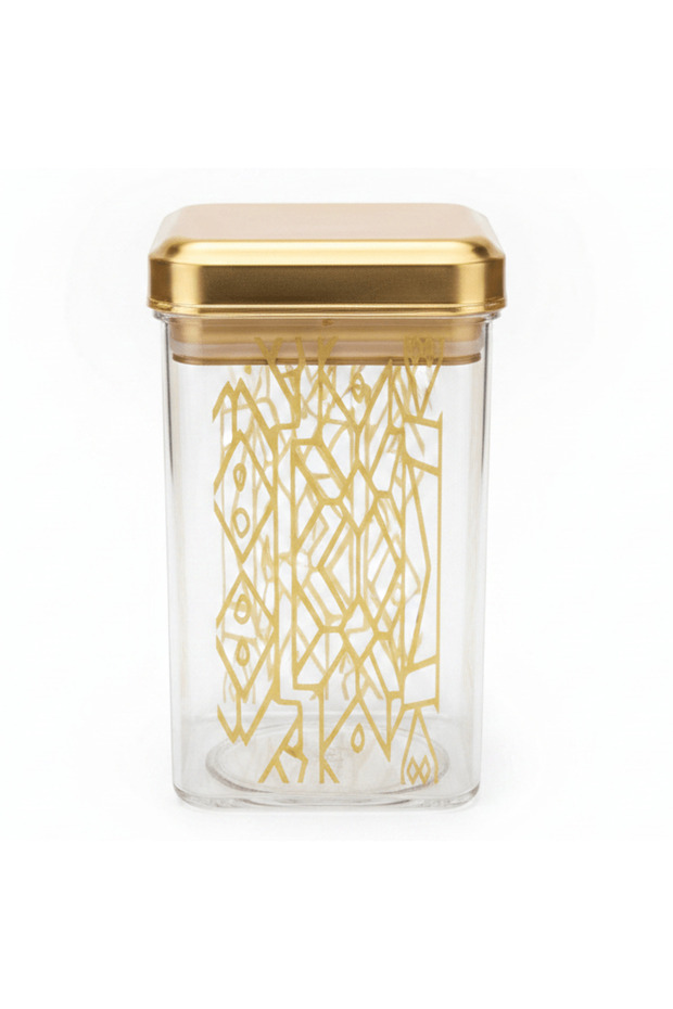 Acrylic Storage Canister with Gold for Kitchen & Pantry16 × 10 cm