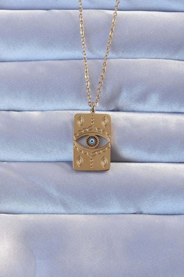 316L Gold Color Embroidered Evil Eye Vintage Necklace