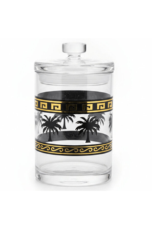 Decorative Acrylic Storage Canister with Lid and Palm Tree Design for Kitchen Storage 1000 ml
