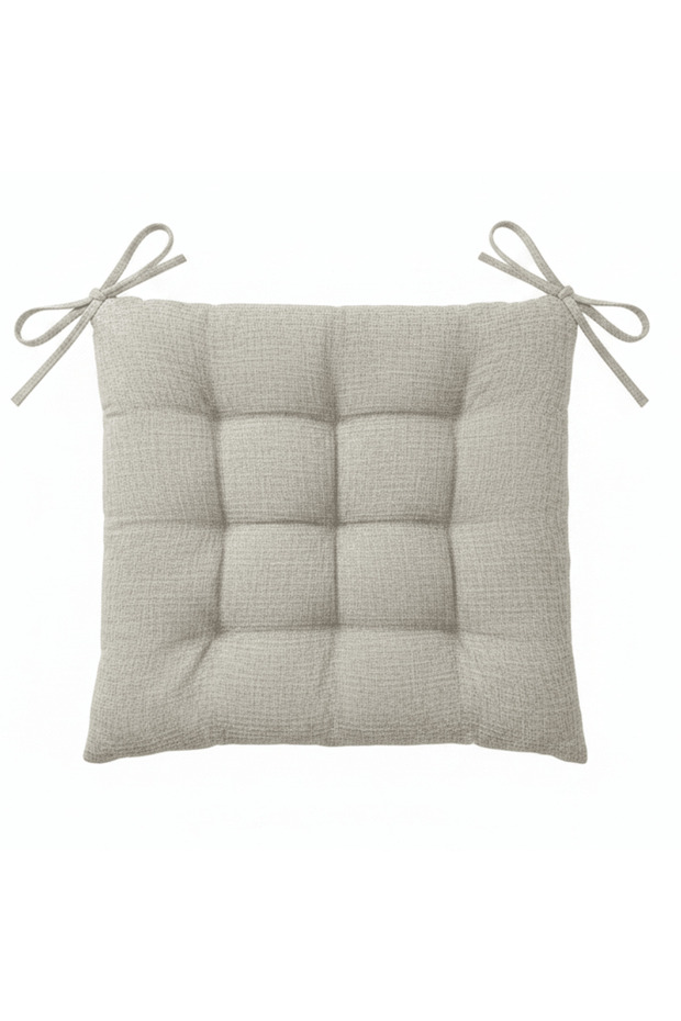 Fabric Light Beige Square Seat Cushion with Ties Neutral Soft Chair Pad for Home 40 cm