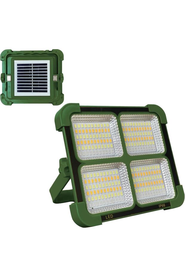 Solar Light, Rechargeable LED Light with Alarm Flashing Light, Type-C Charging, High Power Por