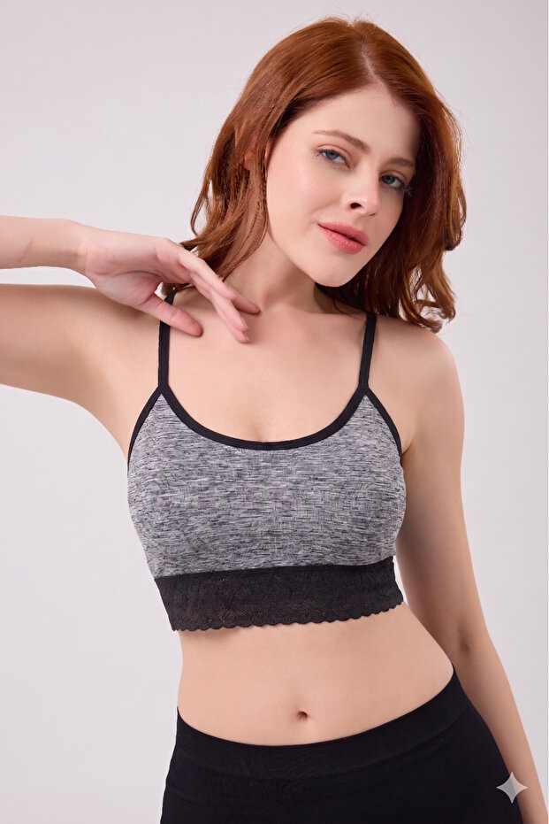 Penitro Model Lace Detailed Stylish and Comfortable Gathering Pad Bustier in Grimelange Color
