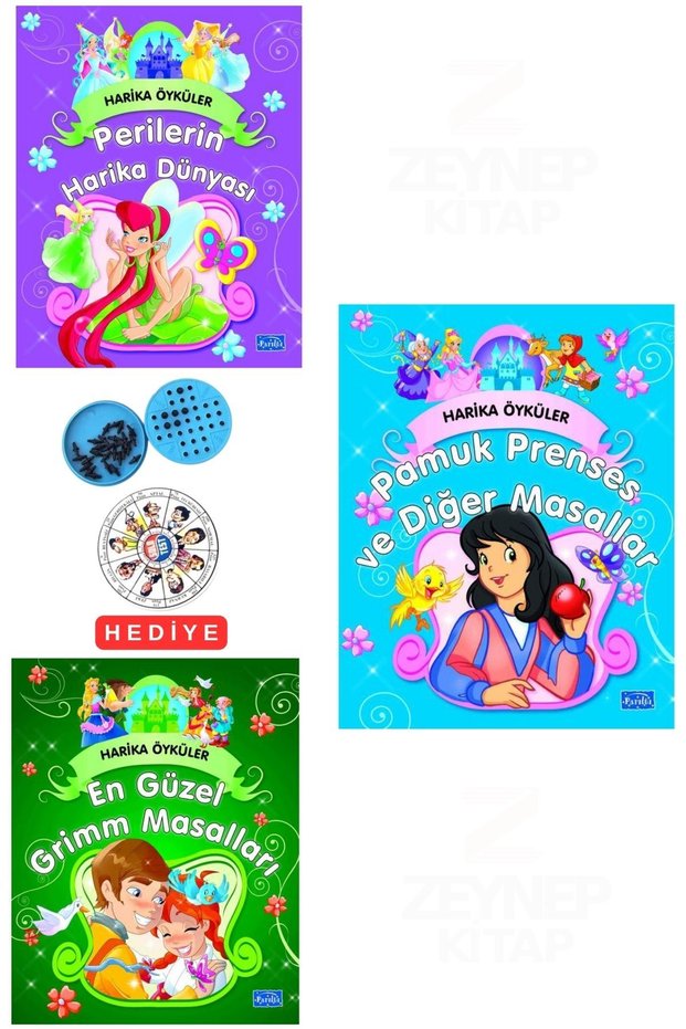 Harika Öyküler-Perilerin Harika Dünyası-Pamuk Prenses ve Diğer Masallar-En Güzel Grimm Masalları-3 Kitap Set - Solo Test Gifted